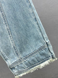 Gwmlk Women's Jeans Diamond Spliced High Waist Long Loose Straight Wide Leg Burrs Denim Pants 2024 Summer New Fashion 29L2711