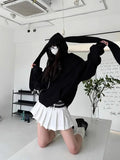 Gwmlk and spring bunny girl cute ears hooded loose sweater female students new long-sleeved top coat couple tide