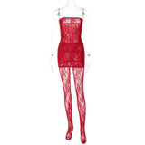 Gwmlk Transparent Lace Mini Dress With Pantyhose Stockings Strapless Bodycon Tube Dress Set Festival Night Club Outfits For Women