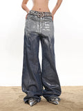 Gwmlk Women's Jeans High Waist Straight Coated Light Casual Graffiti Loose Wide Leg Denim Pants 2024 Summer New Fashion 29L6687H