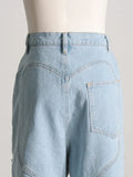 Gwmlk Women's Denim Pants High Waist Loose Hollow Out Diamonds Heart Spliced Long Straight Jeans 2024 Summer New Fashion 29L288