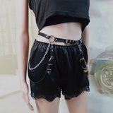 Gwmlk Women Skirt Belt Female Pu Leather Hip Hop Rock Nightclub Sexy Jeans Dress Heart Punk Belt with Metal Waist Chain