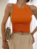 Gwmlk Knit Ribbed Strapless Vest Top Women 2024 Summer Round Neck Solid Sleeveless Tops Femme Simple Casual Tank Clothes