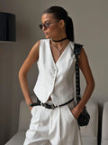 Gwmlk Casual Waistcoat Shorts 2 Piece Set Casual V-Neck Sleeveless Vest with Straight Short Pant Women Summer Office Lady Sets