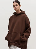 Gwmlk Basic Oversized Hoodie Autumn Woman Hooded Pockets Long Sleeve Pull Sweatshirt Fashion Streetwear Simple Sweatshirts 2024