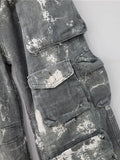 Gwmlk Women Jeans High Waist Camouflage Tie-dye Multiple Pockets Cargo Loose Wide Leg Denim Pants 2024 Summer New Fashion 29L3698