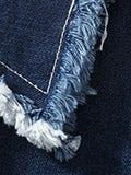 Gwmlk Women's Denim Trench Coat Patchwork Zipper Burrs Edge Long Sleeve Lapel Straight Windbreak 2024 Summer New Fashion 29L5181