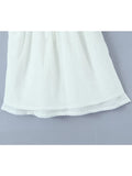 Gwmlk Summer 2024 Women Embroidery Spliced Bow White Sling Dress Sexy Sleeveless Back Lacing Up Ladies Holiday Party Mini Robe