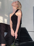 Gwmlk Shoulder Satin Fashion Tank Tops For Women 2024 Summer Sleeveless Backless Female Vest Elegant Streetwear Woman Clothing New