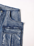 Gwmlk Women's Jeans High Waist Solid Color Loose Multiple Pockets Straight Wide Leg Denim Pants 2024 Summer New Fashion 29L3075