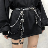 Gwmlk Women Skirt Belt Female Pu Leather Hip Hop Rock Nightclub Sexy Jeans Dress Heart Punk Belt with Metal Waist Chain