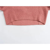 Gwmlk New Women Chalk Pink Oversize Boucle Sweatshirt O Neck Long Sleeve Female Autumn Winter Pullover Tops