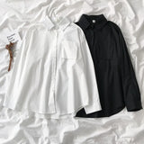 Gwmlk Women School Shirts Fashion JK Preppy Style Spring Japan Long Sleeve Girls Black Shirt Harajuku Button Up Ladies Tops