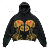 Gwmlk and winter new street print pattern men fashion hoodie Harajuku trendy brand Y2k couple hooded sweatshirt