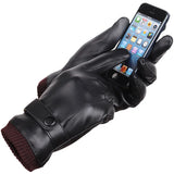 Gwmlk Men's Gloves Black Winter Mittens Women Keep Warm Screen Windproof Driving Guantes Male Autumn PU Leather Gloves Business