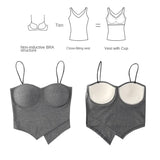 Gwmlk Summer New Arrival Sleeveless Spaghetti Strap Slim Built In Bra Camisoles for Women Chest Padded Camisole Women Tank Top
