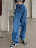 Gwmlk women's jeans high waist solid color straight wide leg denim pants 2024 Summer new fashion 29L2866