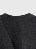 Gwmlk Women Dark Gray Asymmetrical Scarf Crop Knit Coat Vintage Oversize Female Winter Warm Outerwear