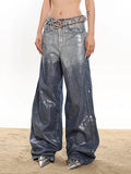 Gwmlk Women's Jeans High Waist Straight Coated Light Casual Graffiti Loose Wide Leg Denim Pants 2024 Summer New Fashion 29L6687H