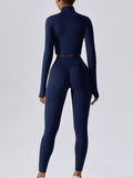Gwmlk Sports Solid 3 Piece Sets Long Sleeve Cropped Coat With Bodycon High Waist Pants Set Women Outdoor Simple Yoga Suit 2024
