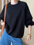 Gwmlk Patchwork Oversized Sweatshirt 2024 Autumn Round Neck Long Raglan Sleeve Loose Pull Hoodie Woman Casual Vintage Sweatshirts