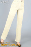 Gwmlk 2023 Spring Fashion Women's Corduroy Pants Large Size High Waist Wide Leg Pants Women Vintage Brown Straight Trousers