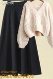 Gwmlk Autumn Winter Fashion Knitting Sweater+ Skirt Two-piece Korean Elegant Skirt Set