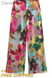 Gwmlk 2023 Spring Autumn Pant Women High Waist Floral Print Casual Wide Pants Womens Streetwear Straight Trousers Women 202307