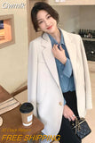 Gwmlk 2023 Autumn Turndown Collar Jacket Women Korean Single-Breasted Textured Blazer Ladies Long Sleeve Pockets Outerwear