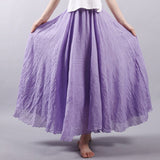 gwmlk 2023 Summer Women Skirt Linen Cotton Vintage Long Skirts Elastic Waist Boho Beige Pink Maxi Skirts Faldas Saia