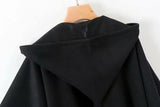 Gwmlk Gothic Black Hooded Cape Poncho Women Loose Cloak Ponchos Coat Cardigan Trench Open Fringe Hooded Wraps Capas Autumn