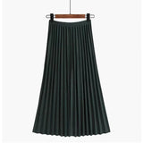 Gwmlk 2023 New High Waist Pleated Skirt Women Spring Summer All-Match Midi Skirts Korean Style Mid-Length A-Line Skirt Female