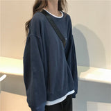 gwmlk New Kpop Letter Hoody Fashion Korean Thin Chic Women's Sweatshirts Cool Navy Blue Gray Hoodies for Women