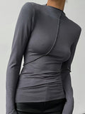 gwmlk 2023 Long Sleeve T Shirts Women White Autumn Winter Casual Black Basic Gray Sexy Tops 90s Fashion Vintage