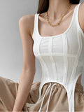 gwmlk Thread Safari Style Vest Irregular Hook Bottomed Shirt For Women Square Neck Sexy Sleeveless Sort Tops