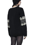 Gwmlk Halloween Gothic Retro Ghost Pattern Sweater Knit Cardigan Top Women Y2K Button Warm V-neck Sweater Streetwear