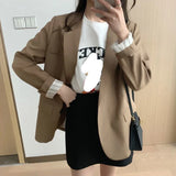 Gwmlk 2023 Autumn Blazers Coats Women Korean Style Notched Single Breasted Outwear Ladies Basic Long Sleeve Office Blazer