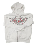 Gwmlk Women's Halloween Casual Hooded Coat Long Sleeve Spider Web Print Zip Up Hoodie with Pockets