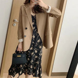 Gwmlk 2023 Autumn Blazers Coats Women Korean Style Notched Single Breasted Outwear Ladies Basic Long Sleeve Office Blazer