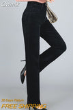 Gwmlk 2023 Spring Fashion Women's Corduroy Pants Large Size High Waist Wide Leg Pants Women Vintage Brown Straight Trousers