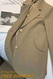 Gwmlk 2023 Autumn Turndown Collar Jacket Women Korean Single-Breasted Textured Blazer Ladies Long Sleeve Pockets Outerwear