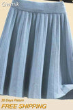Gwmlk 2023 Spring Summer Women Pleated Skirt Solid Color High Waist Knitted Skirt Woman Korean Fashion A Line Short Skirts