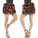 Gwmlk Costume Jazz Dance Luxury Peacock Feather Skirt Stage Dress Irregular Skirt