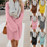 Gwmlk Autumn / Winter Ebaywish Fashionable Women's Dress With Long Sleeves, Round Neck And Loose Plush Dress