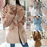 Gwmlk Style 2024 Autumn And Winter Woolen Coat Women's Medium-Long Solid Color Loose Plush Coat Imitation Fur Coat