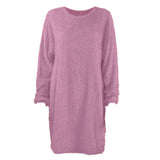 Gwmlk Autumn / Winter Ebaywish Fashionable Women's Dress With Long Sleeves, Round Neck And Loose Plush Dress