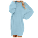 Gwmlk Autumn / Winter Ebaywish Fashionable Women's Dress With Long Sleeves, Round Neck And Loose Plush Dress