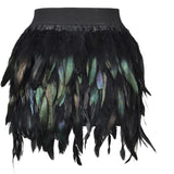 Gwmlk Costume Jazz Dance Luxury Peacock Feather Skirt Stage Dress Irregular Skirt