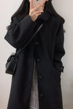 Gwmlk Woolen Coat Women's New Korean Version Of Black Medium-Length Tweed Coat Is Popular To Thicken Autumn And Winter