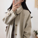 Gwmlk Woolen Coat Women's New Korean Version Of Black Medium-Length Tweed Coat Is Popular To Thicken Autumn And Winter